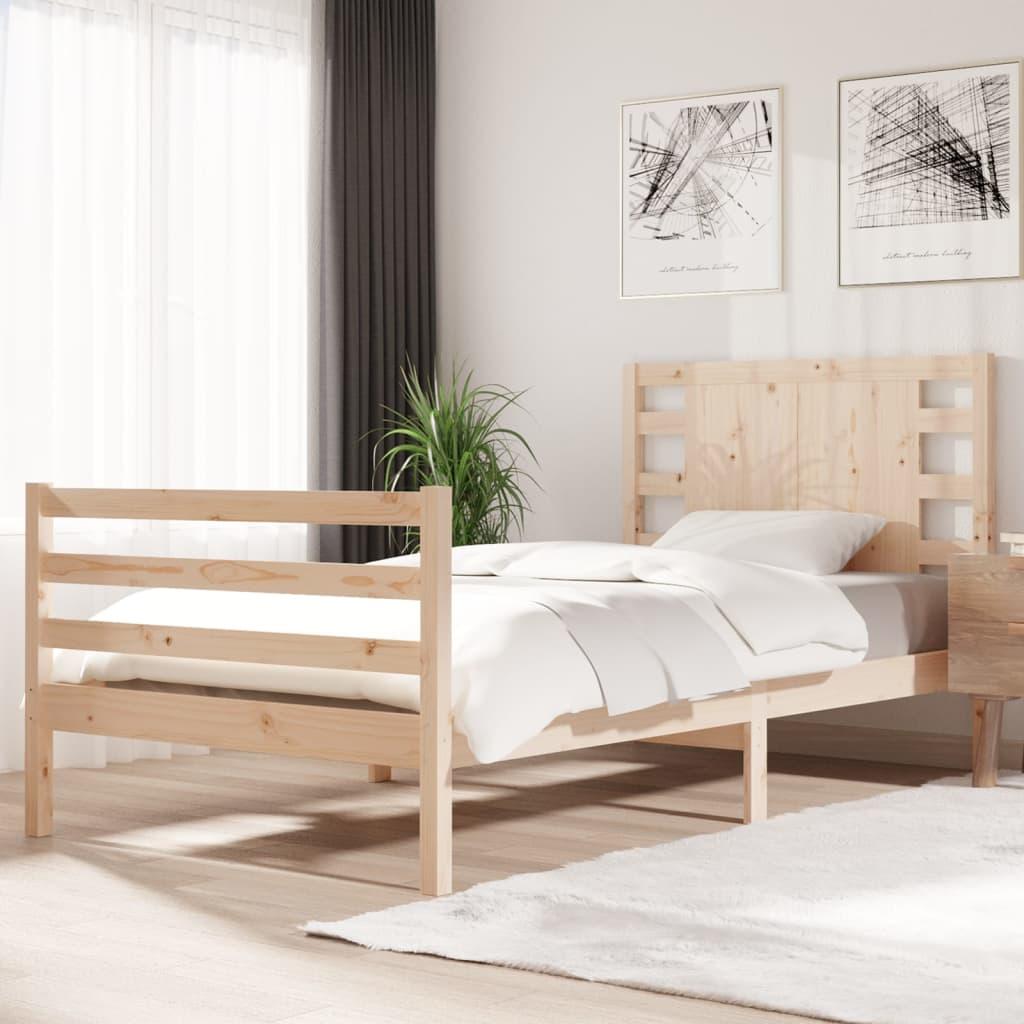 Sengeramme uden madras 75x190 cm massivt fyrretræ