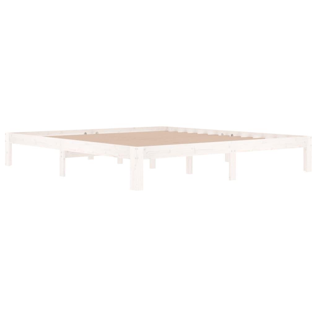 Sengestel 180x200 cm Super King massivt fyrretræ hvid
