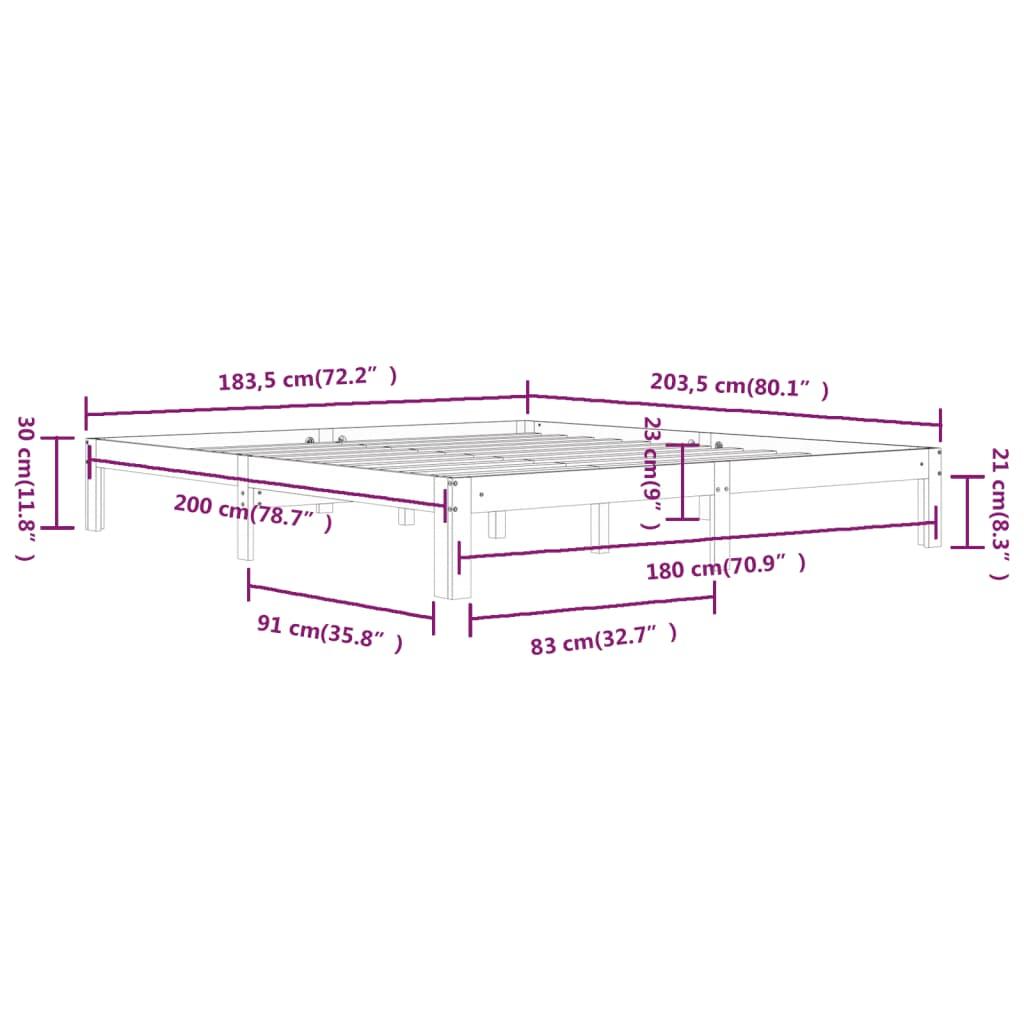 Sengestel 180x200 cm Super King massivt fyrretræ hvid