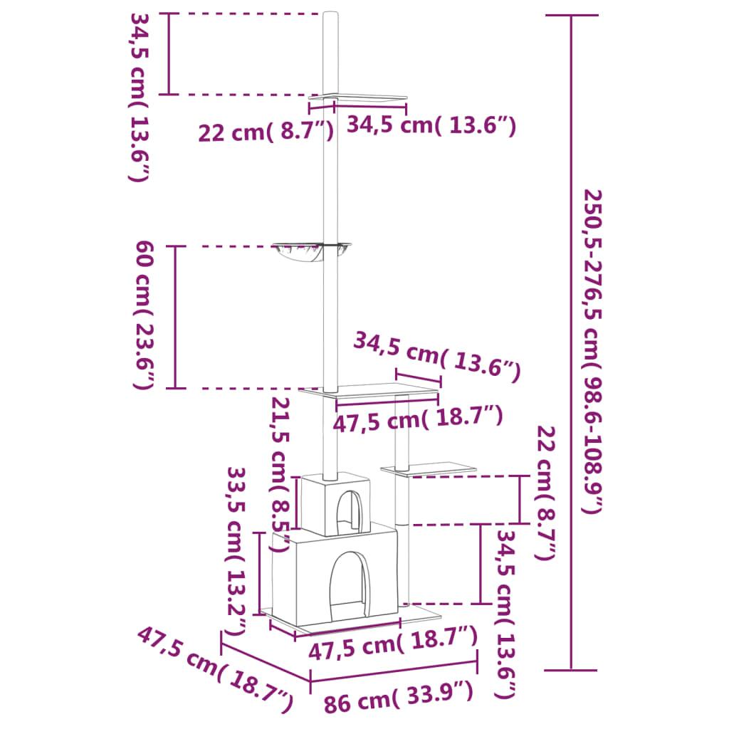Kradsetræ fra gulv til loft 250,5-276,5 cm cremefarvet