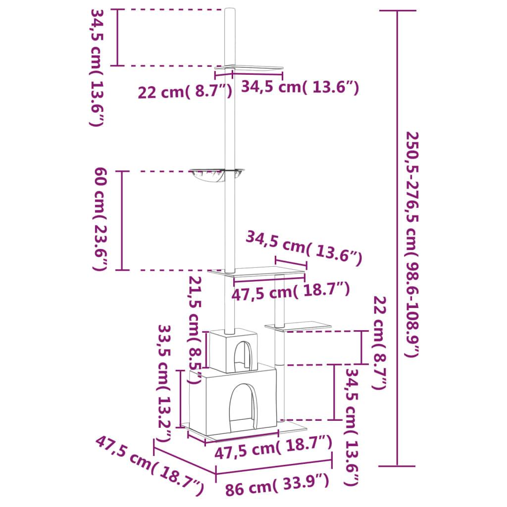 Kradsetræ fra gulv til loft 250,5-276,5 cm lysegrå