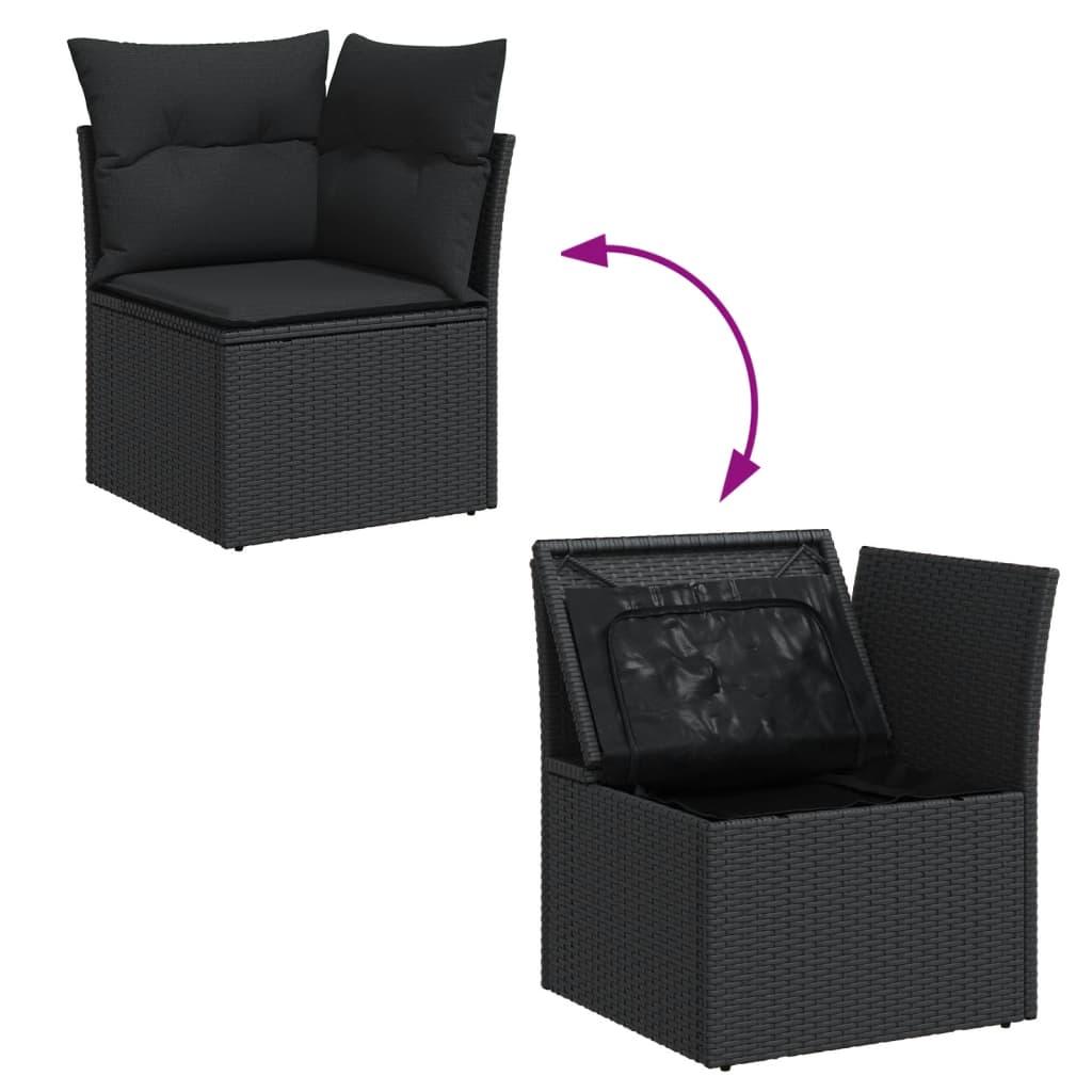 Sofasæt til haven 11 dele med hynder polyrattan sort