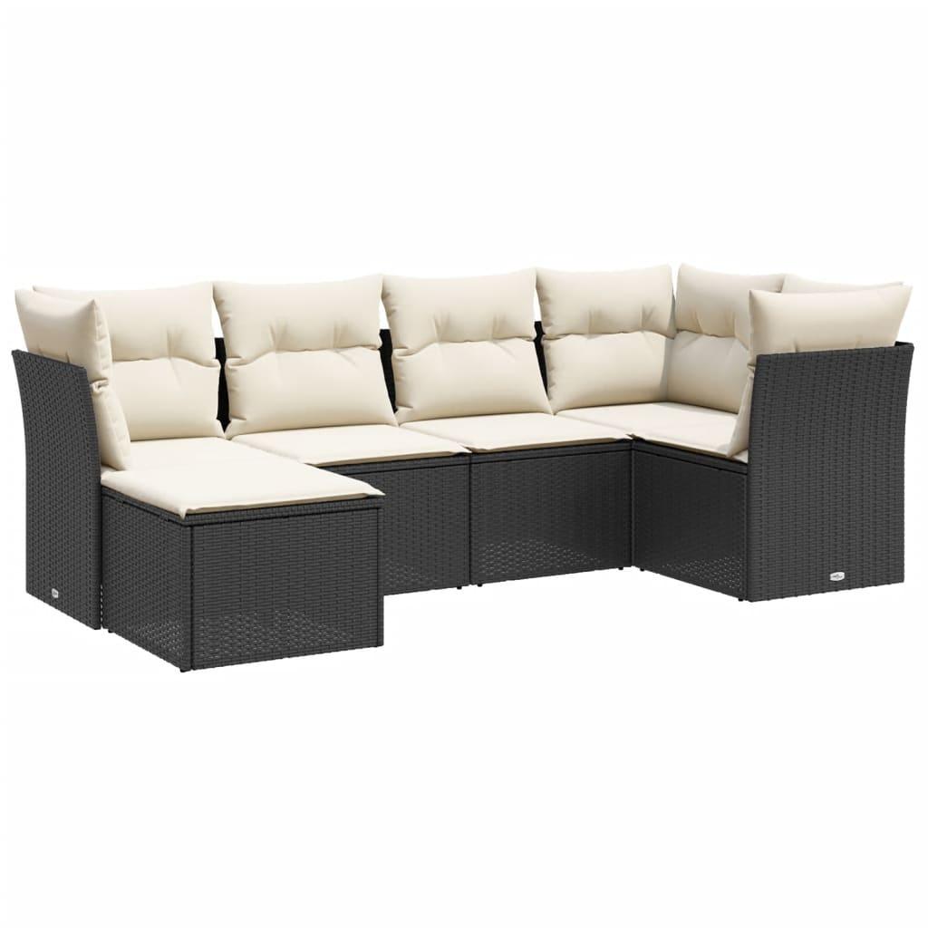 Sofasæt til haven 6 dele med hynder polyrattan sort