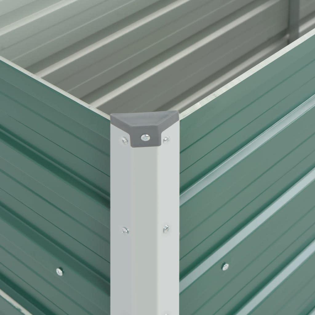 Forhøjet plantekasse 160x40x45 cm galvaniseret stål grøn