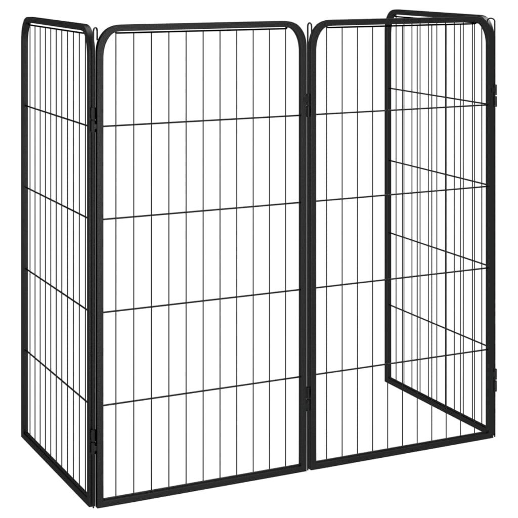 Hundegård 50x100 cm 4 paneler pulverlakeret stål sort