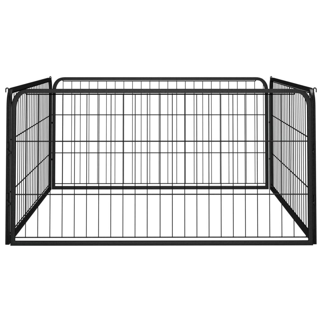 Hundegård 100x50 cm 4 paneler pulverlakeret stål sort