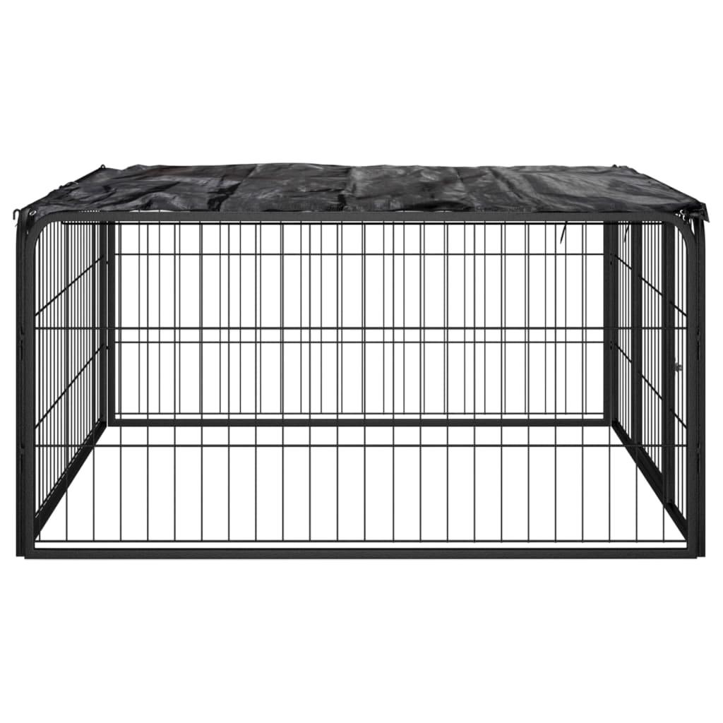 Hundegård 100x50 cm 4 paneler pulverlakeret stål sort