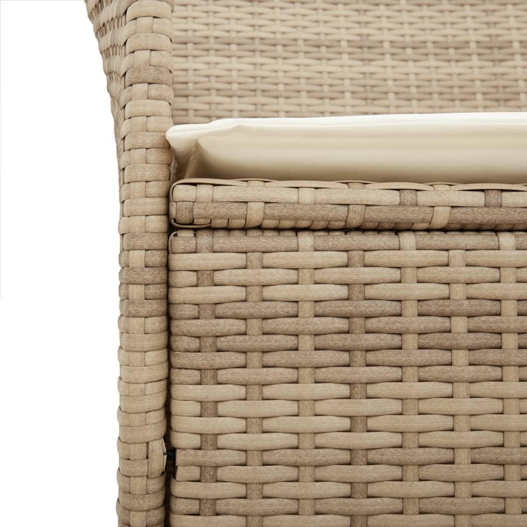 Havestole 2 stk. med hynder polyrattan og massivt træ beige