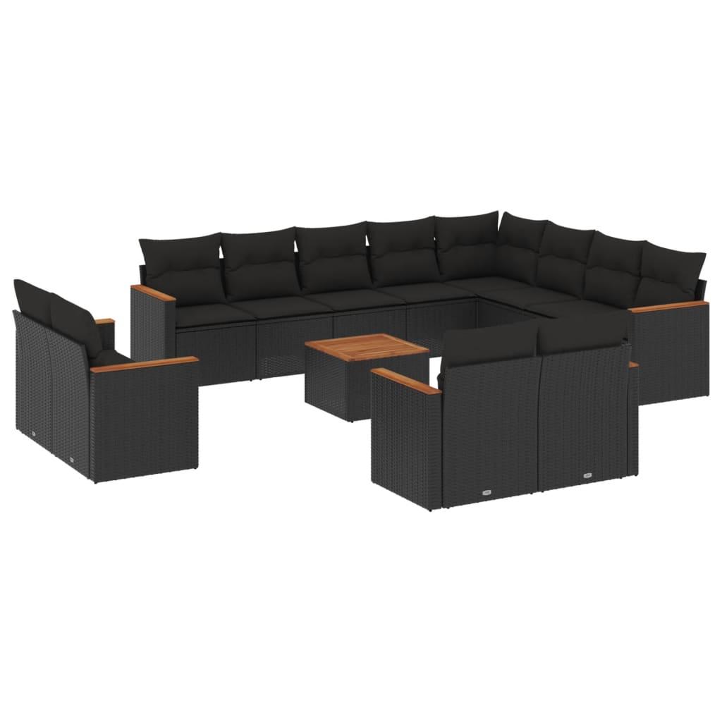 Sofasæt til haven 13 dele med hynder polyrattan sort