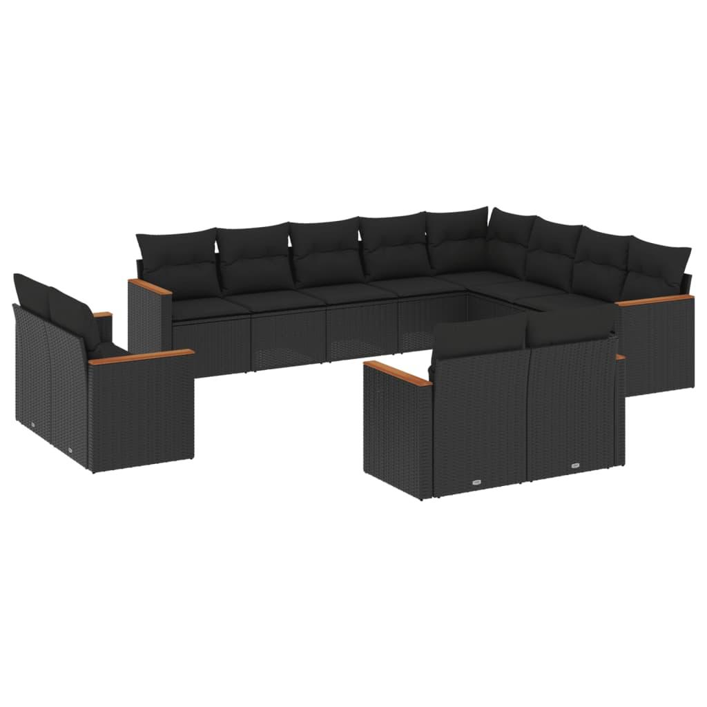 Sofasæt til haven 12 dele med hynder polyrattan sort