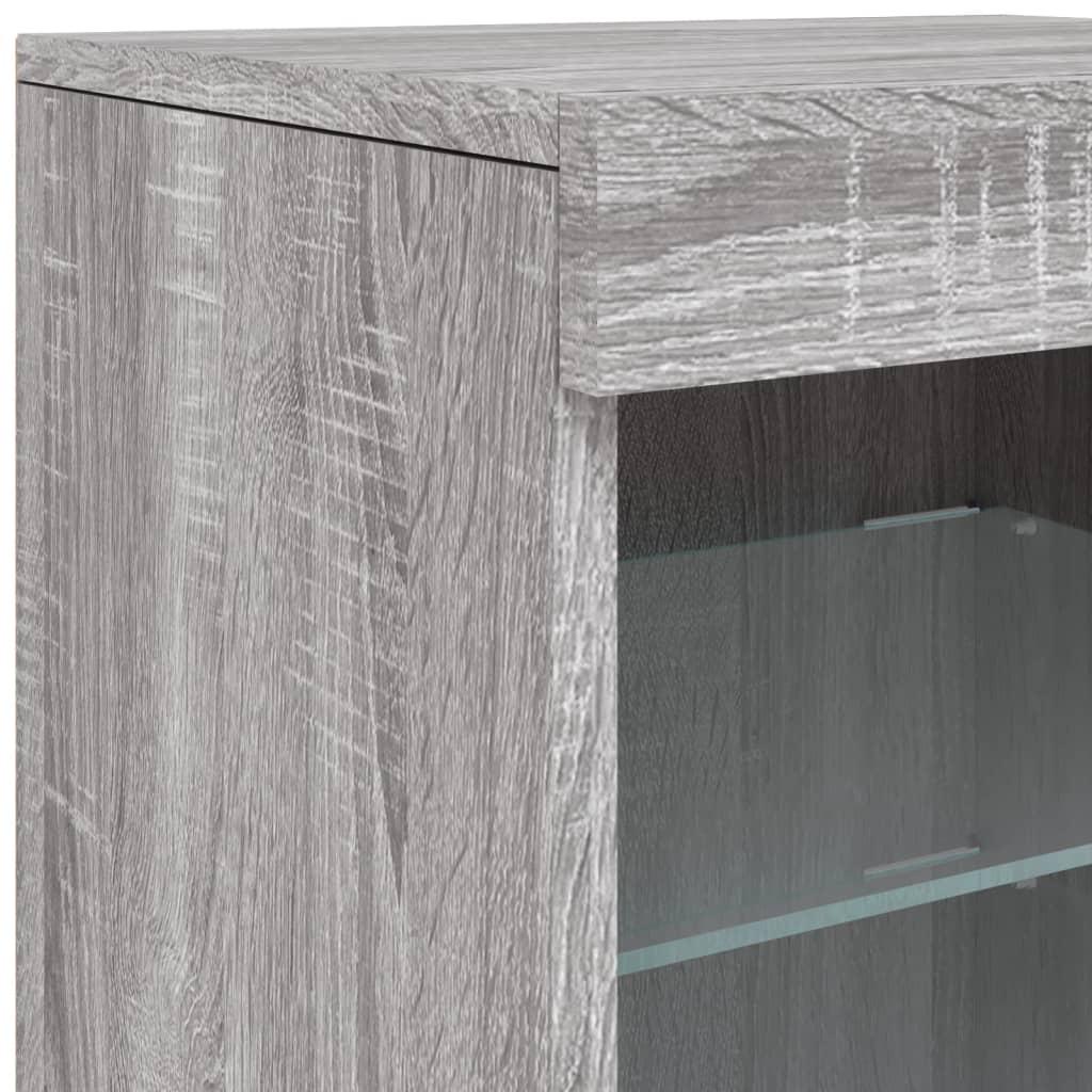 Skænk med LED-lys 123x37x67 cm grå sonoma-eg