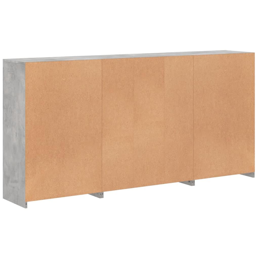 Skænk med LED-lys 202x37x100 cm betongrå
