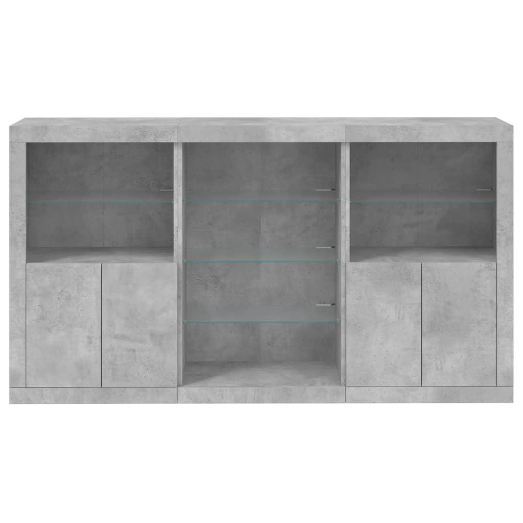 Skænk med LED-lys 181,5x37x100 cm betongrå