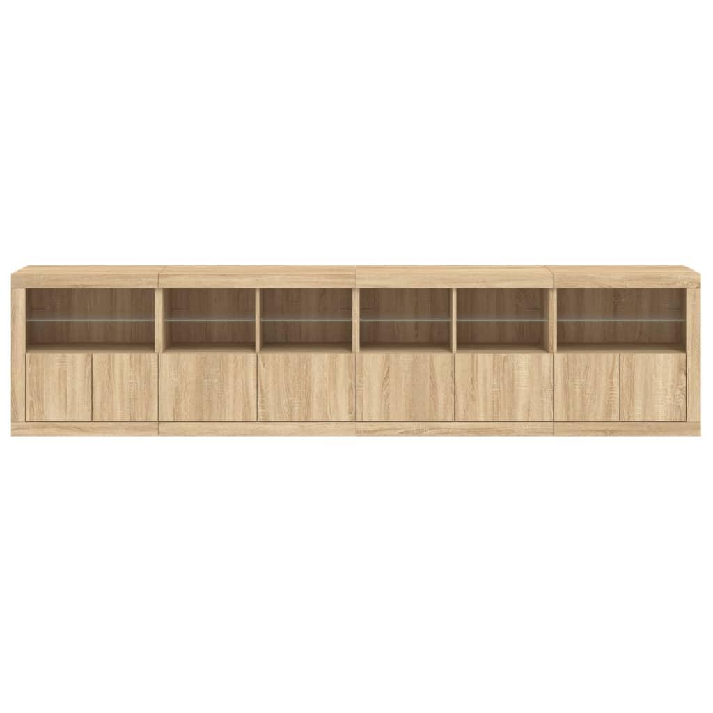 Skænk med LED-lys 283x37x67 cm sonoma-eg