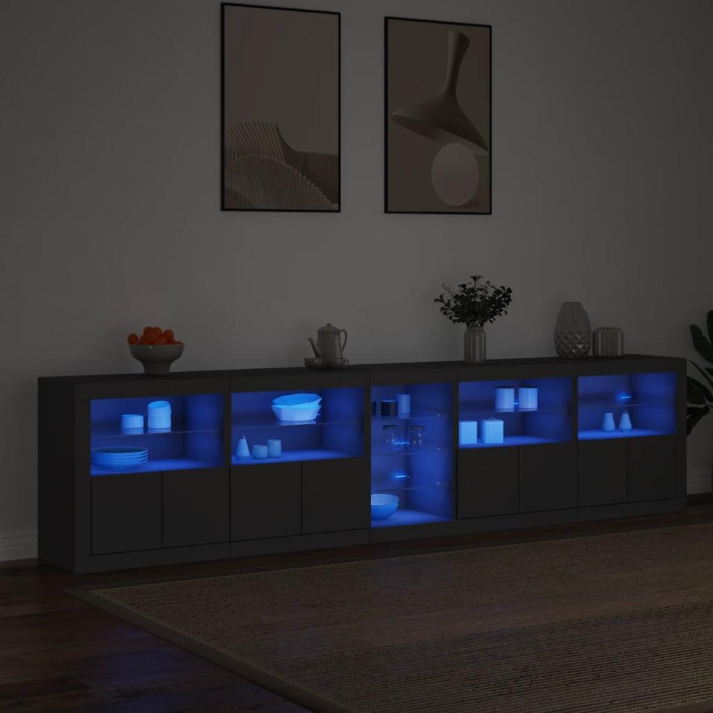 Skænk med LED-lys 283x37x67 cm sort