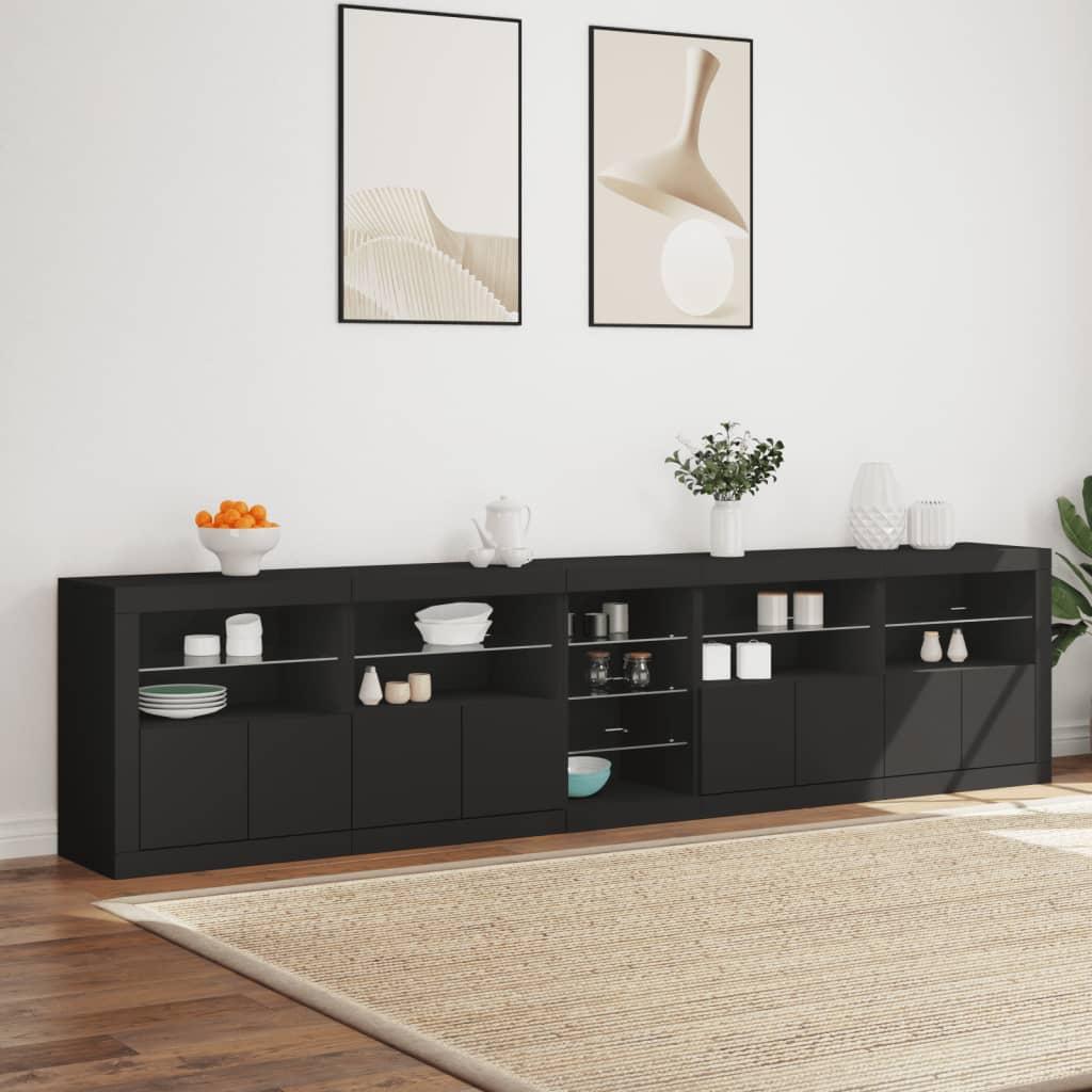 Skænk med LED-lys 283x37x67 cm sort