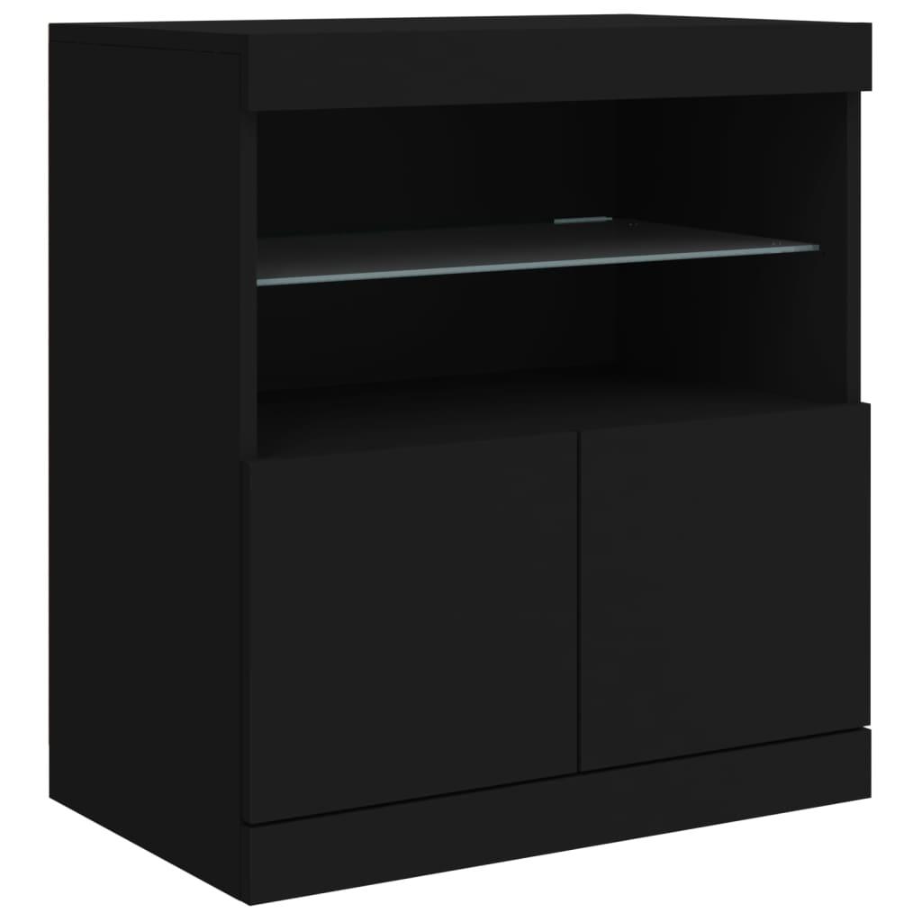 Skænk med LED-lys 283x37x67 cm sort