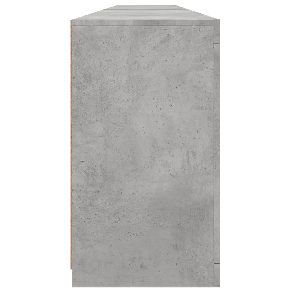 Skænk med LED-lys 283x37x67 cm betongrå