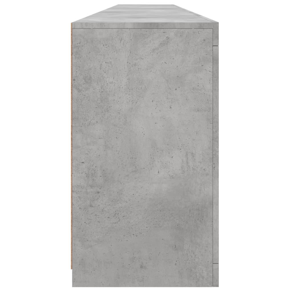 Skænk med LED-lys 283x37x67 cm betongrå