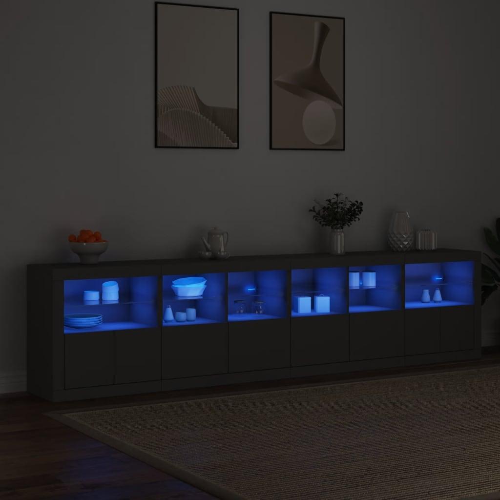Skænk med LED-lys 283x37x67 cm sort