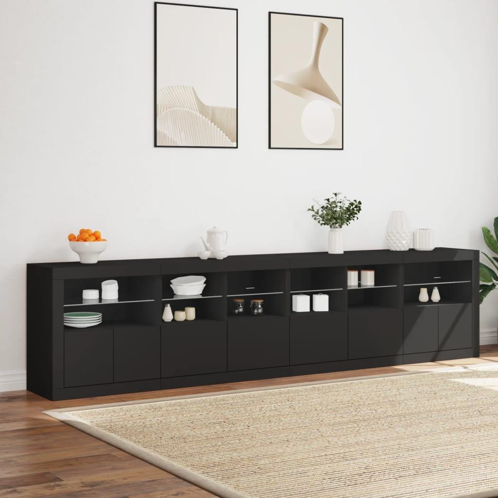 Skænk med LED-lys 283x37x67 cm sort