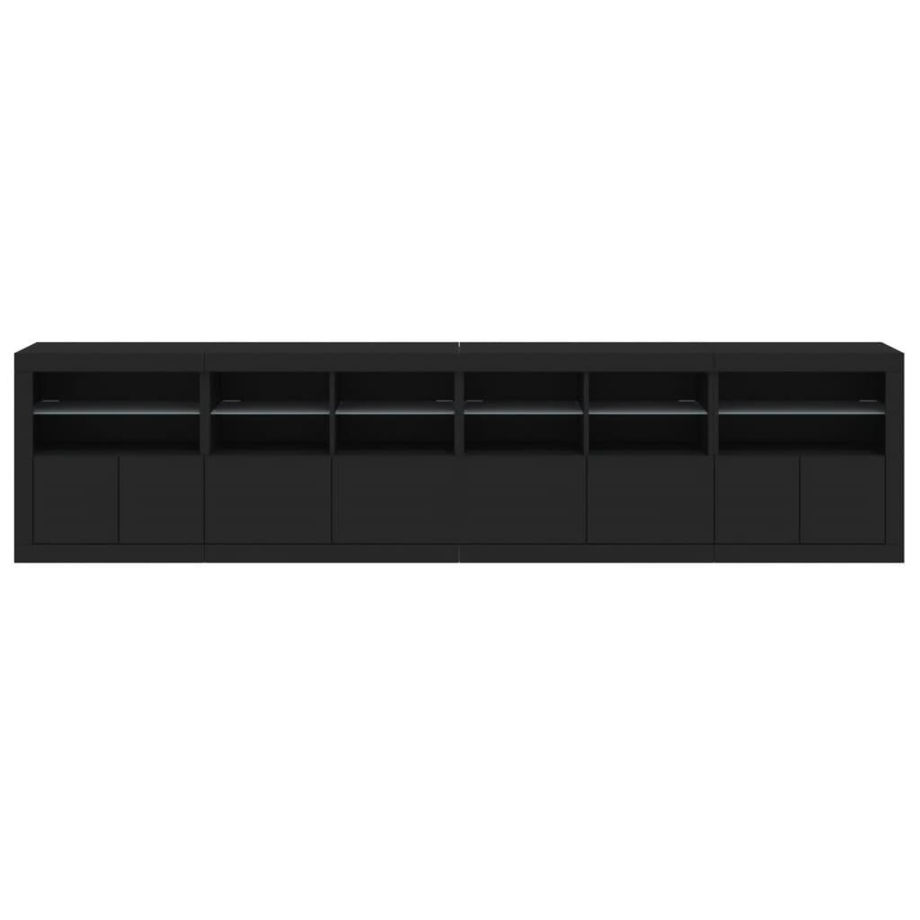 Skænk med LED-lys 283x37x67 cm sort