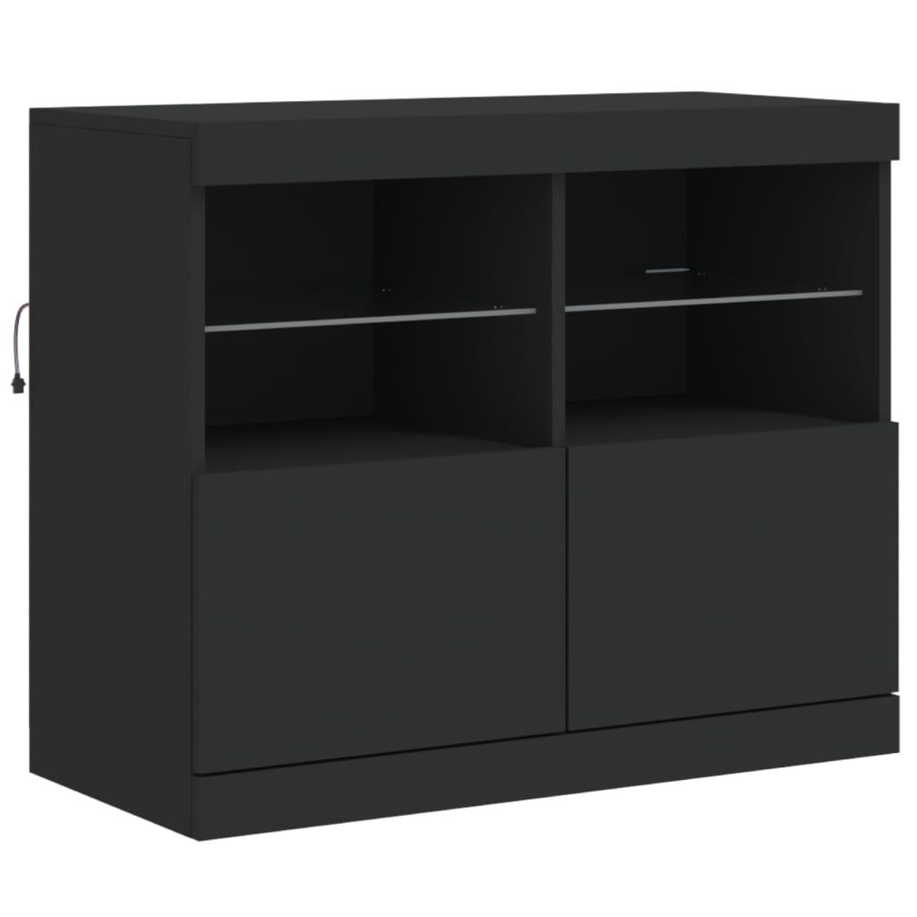 Skænk med LED-lys 283x37x67 cm sort