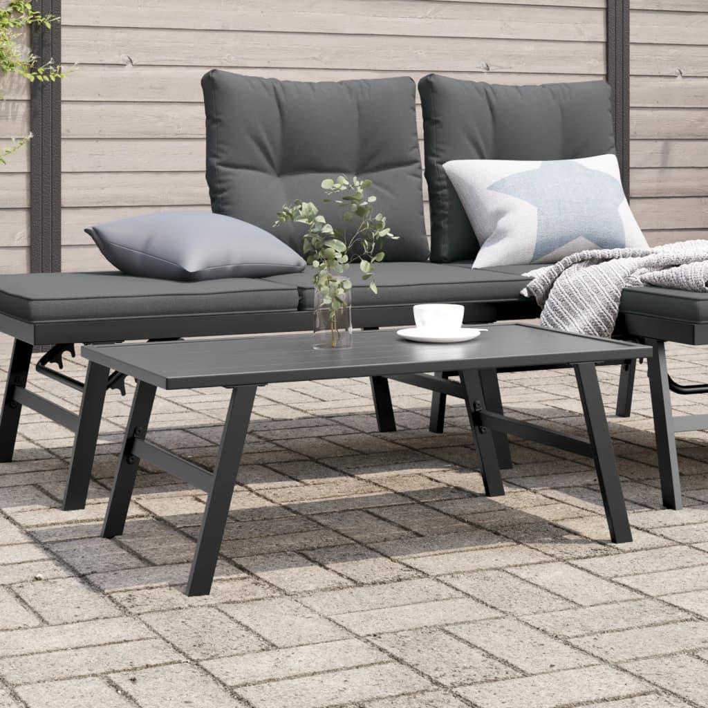 Havebord 90x45x35 cm pulverlakeret stål sort