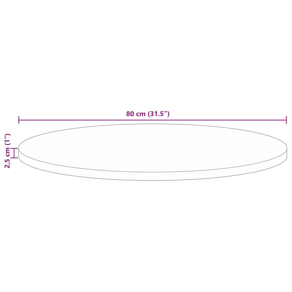 Bordplade Ø80x2,5 cm rund massivt genbrugstræ