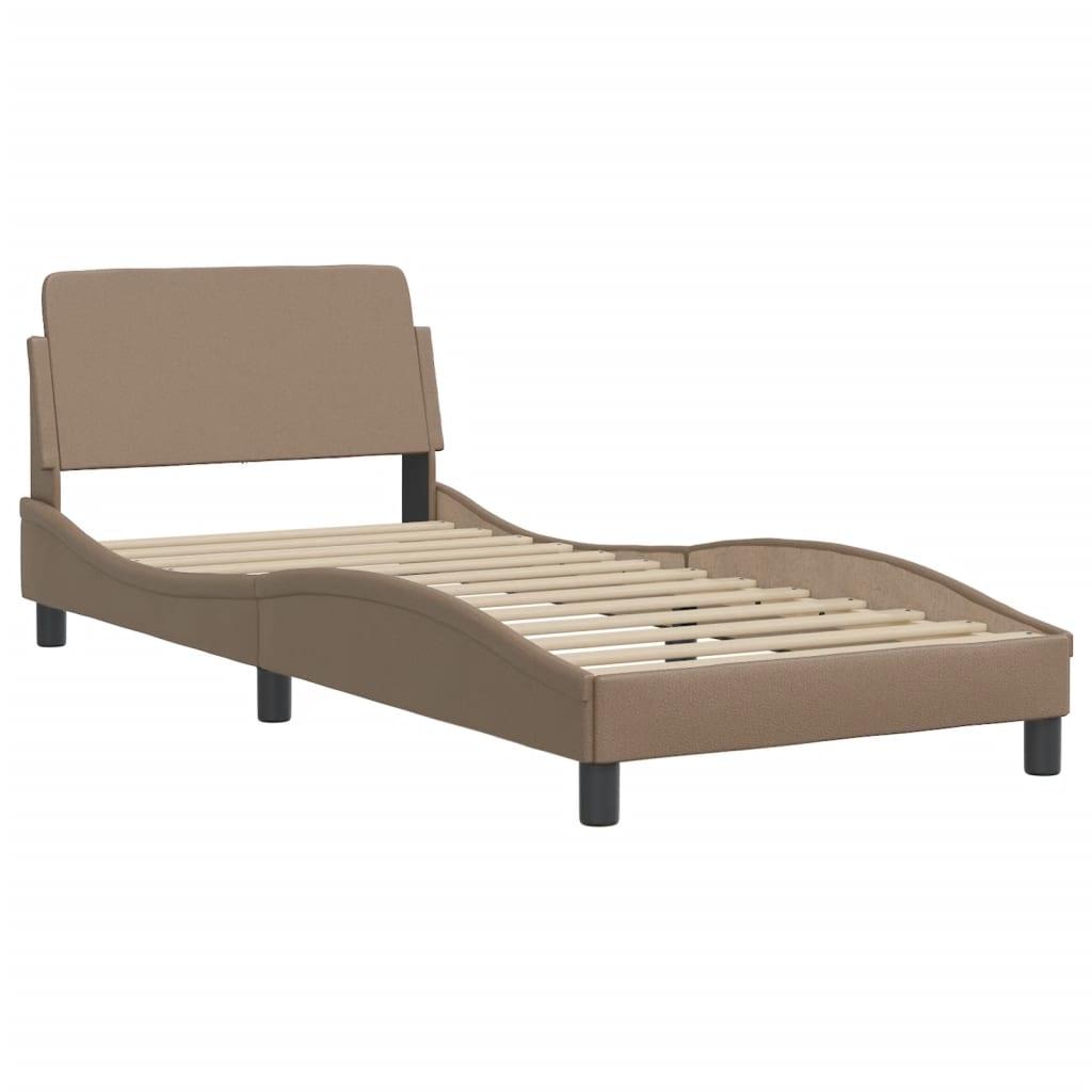 Seng med madras 80x200 cm kunstlæder cappuccinofarvet