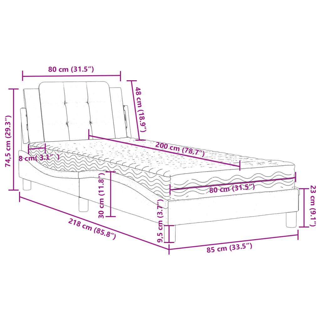 Seng med madras 80x200 cm kunstlæder cappuccinofarvet