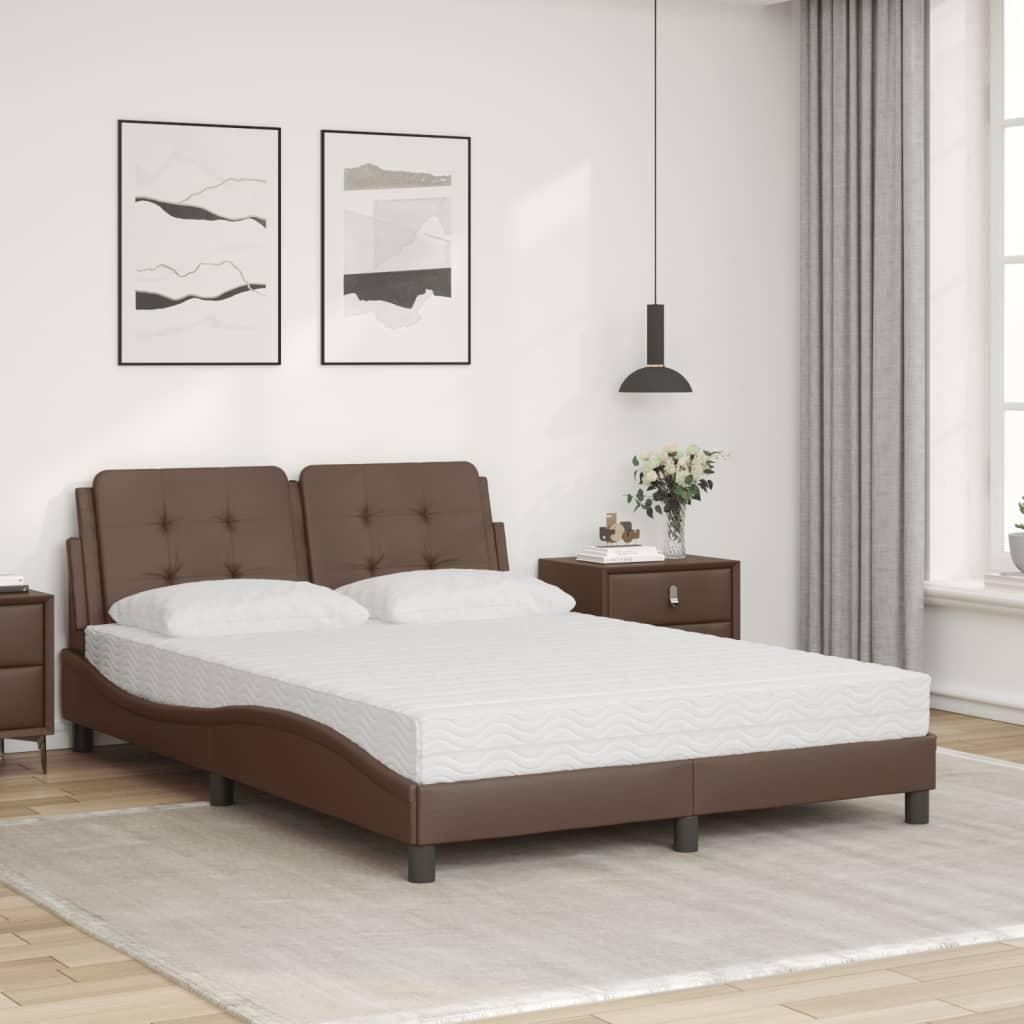 Seng med madras 140x200 cm kunstlæder brun