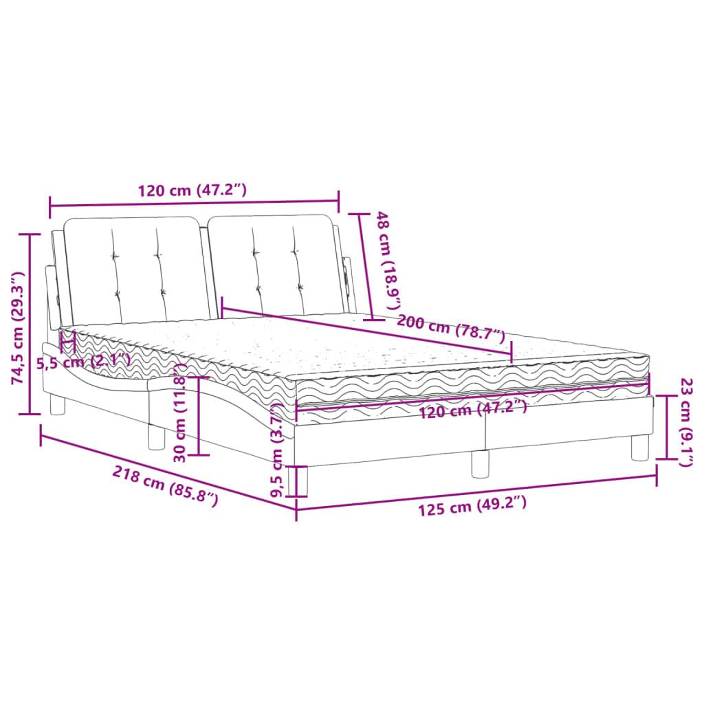Seng 120x200 cm kunstlæder cappuccinofarvet
