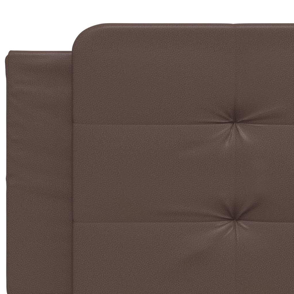 Seng med madras 200x200 cm kunstlæder brun