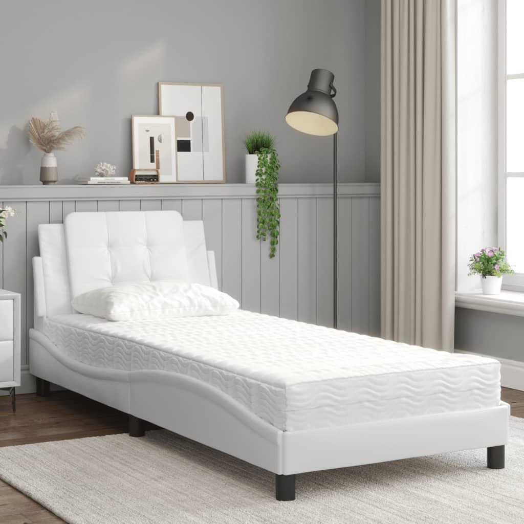 Seng med madras 80x200 cm kunstlæder hvid