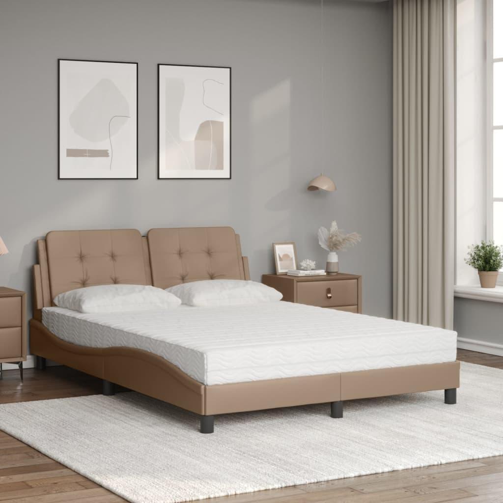 Seng 140x200 cm kunstlæder cappuccinofarvet
