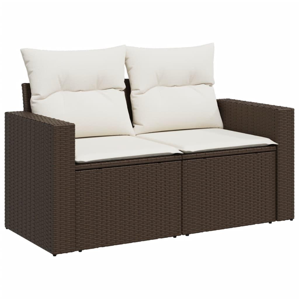 Sofasæt til haven 9 dele med hynder polyrattan brun