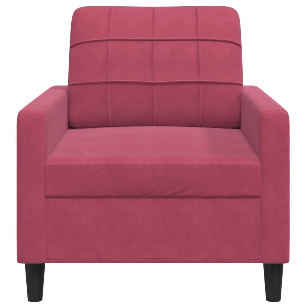 Lænestol 60 cm velour vinrød