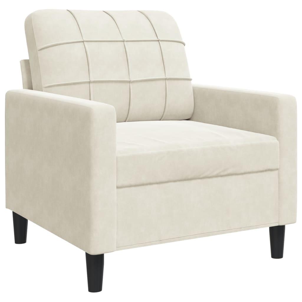 Lænestol 60 cm velour cremefarvet