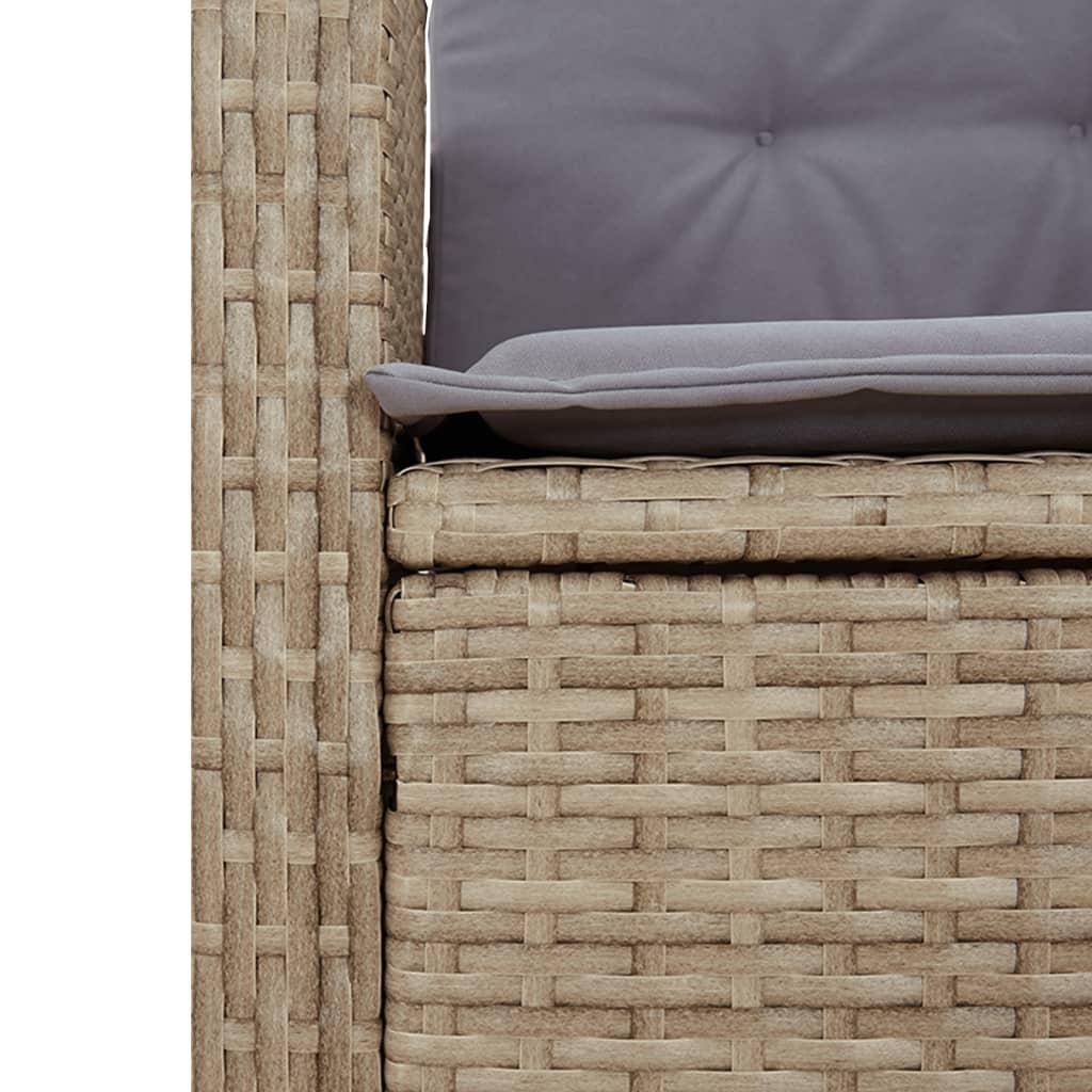 Spisebordssæt til haven 5 dele med hynder polyrattan beige