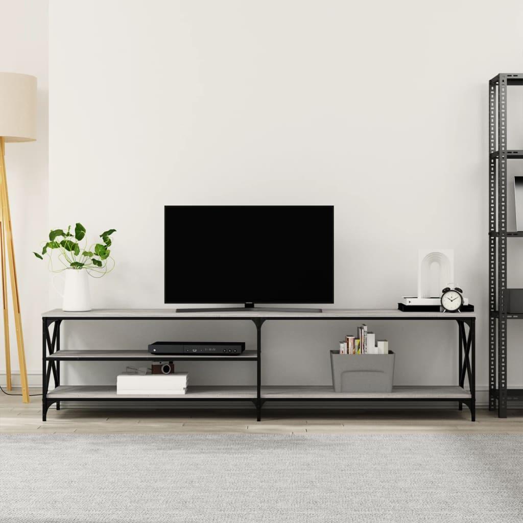 Tv-bord 200x40x50 cm konstrueret træ og metal grå sonoma-eg