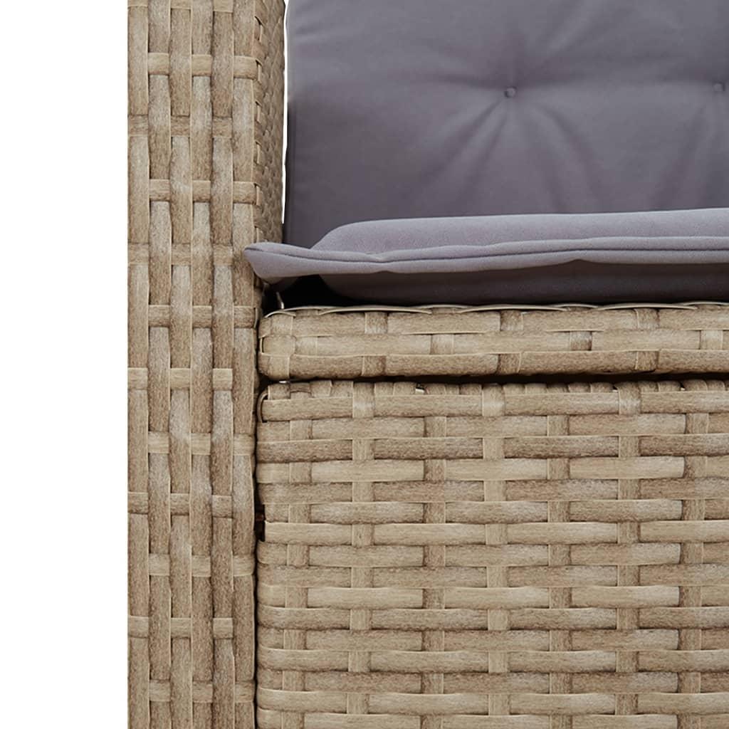 Spisebordssæt til haven 7 dele med hynder polyrattan beige