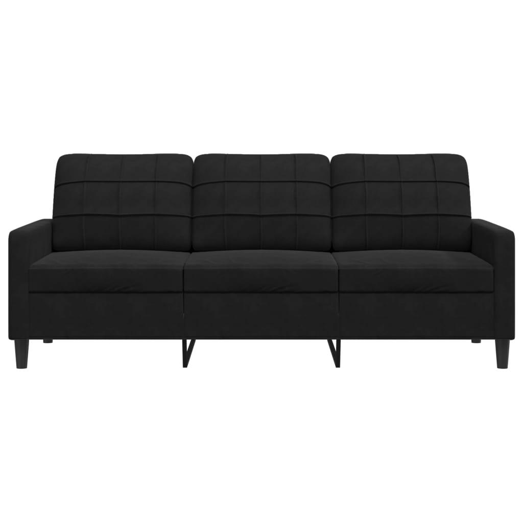 3-personers sofa 180 cm velour sort