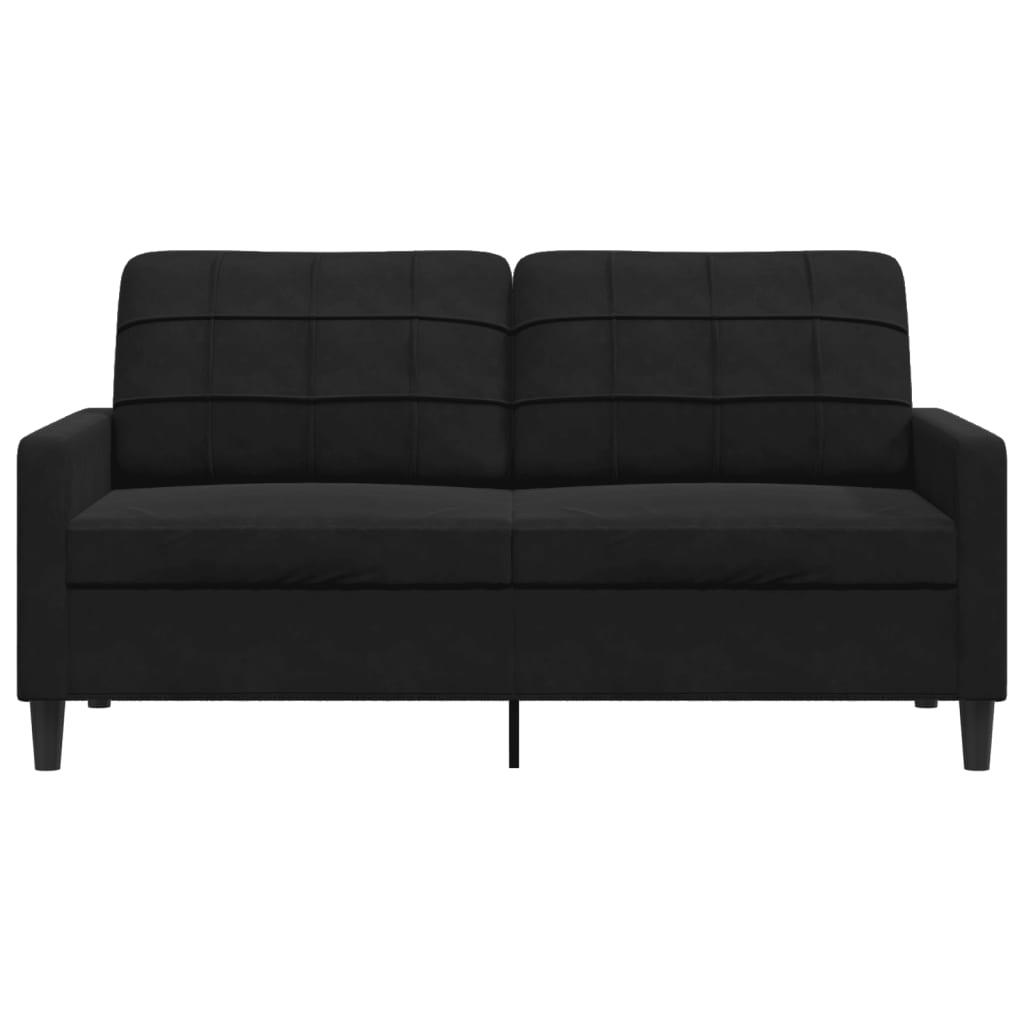 2-personers sofa 140 cm fløjl sort