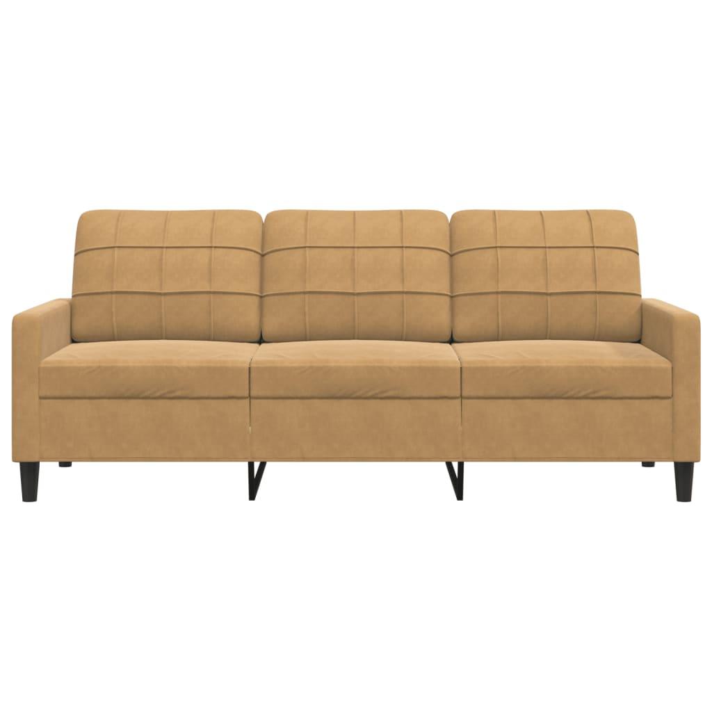 3-personers sofa 180 cm fløjl brun