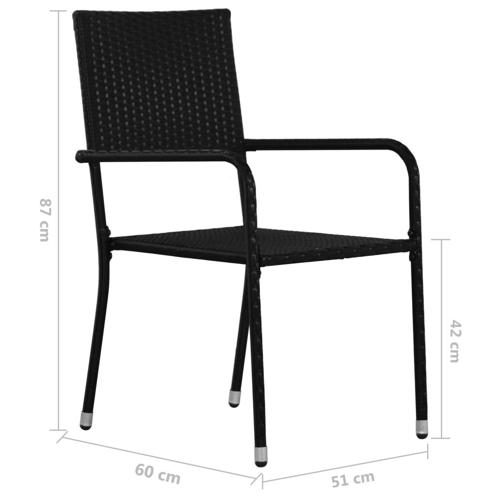 Havestole 4 stk. stabelbare polyrattan sort