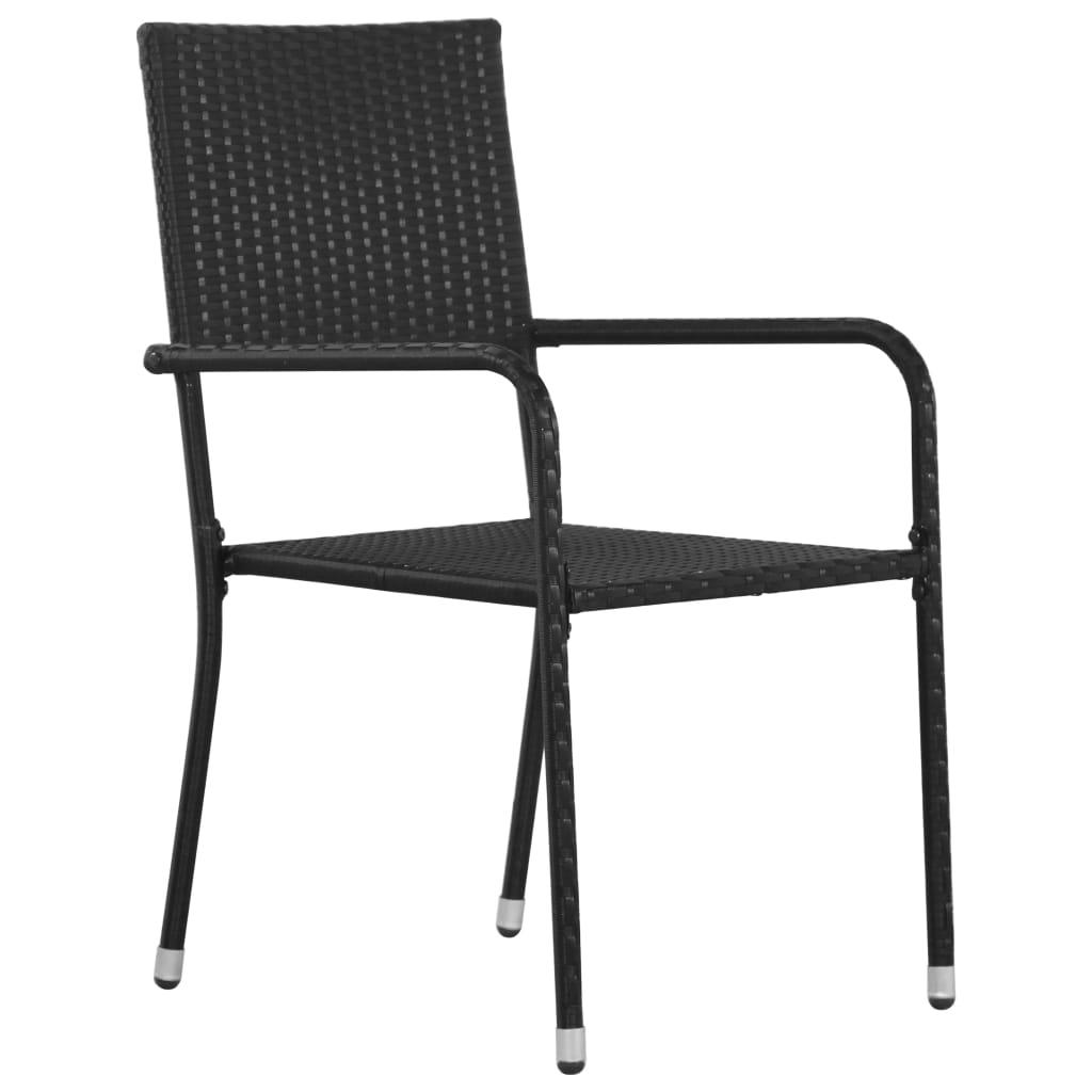 Havestole 6 stk. stabelbare polyrattan sort