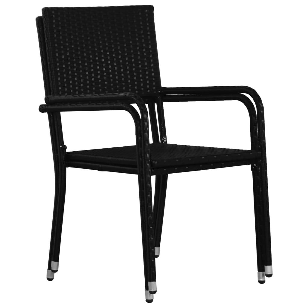 Havestole 6 stk. stabelbare polyrattan sort