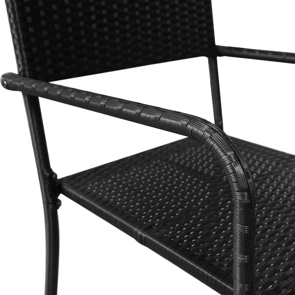 Havestole 6 stk. stabelbare polyrattan sort