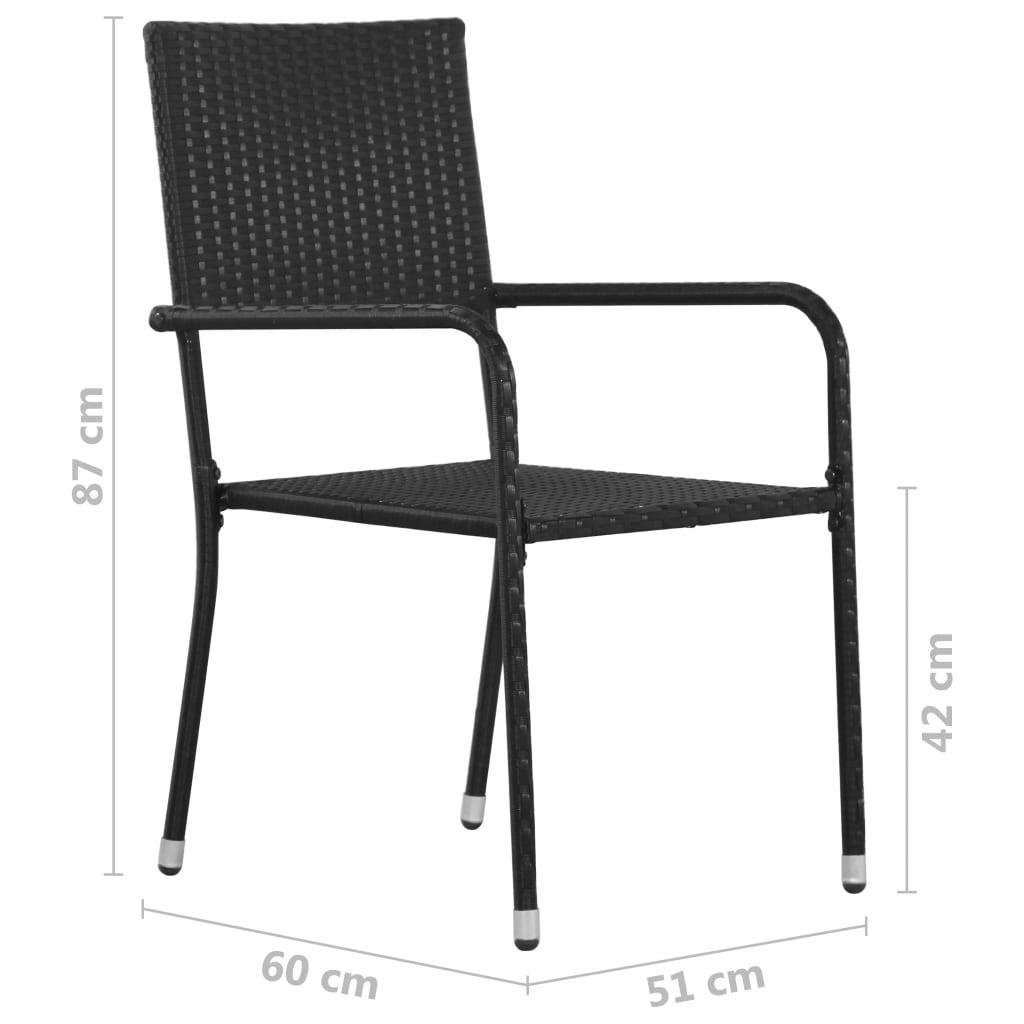Havestole 6 stk. stabelbare polyrattan sort